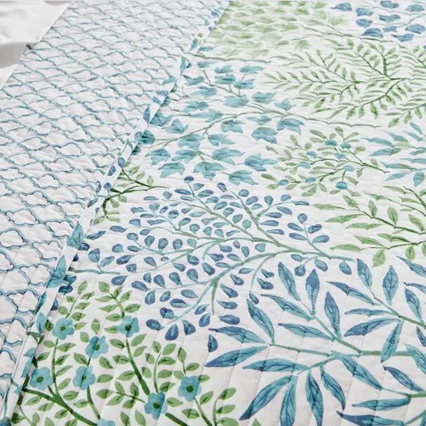 English Garden Green Quilted Throw