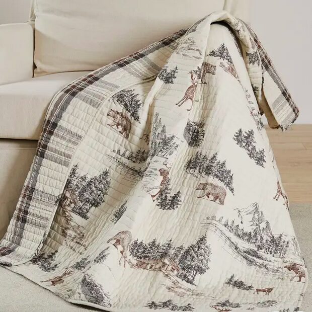 Lodge Toile Quilted Throw