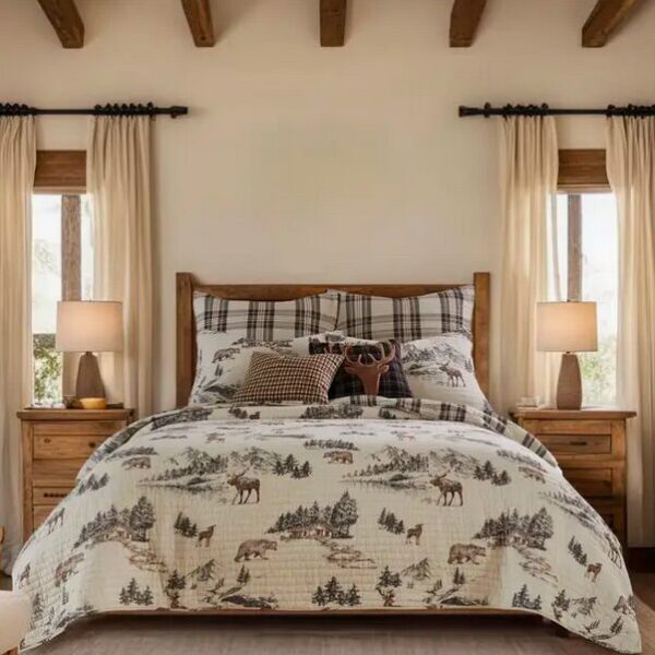 Lodge Toile Quilted Throw Lodge Toile Quilted Throw