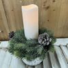 Icy Aspen Pine Candle Ring Icy Aspen Pine Candle Ring Faux Winter Greenery