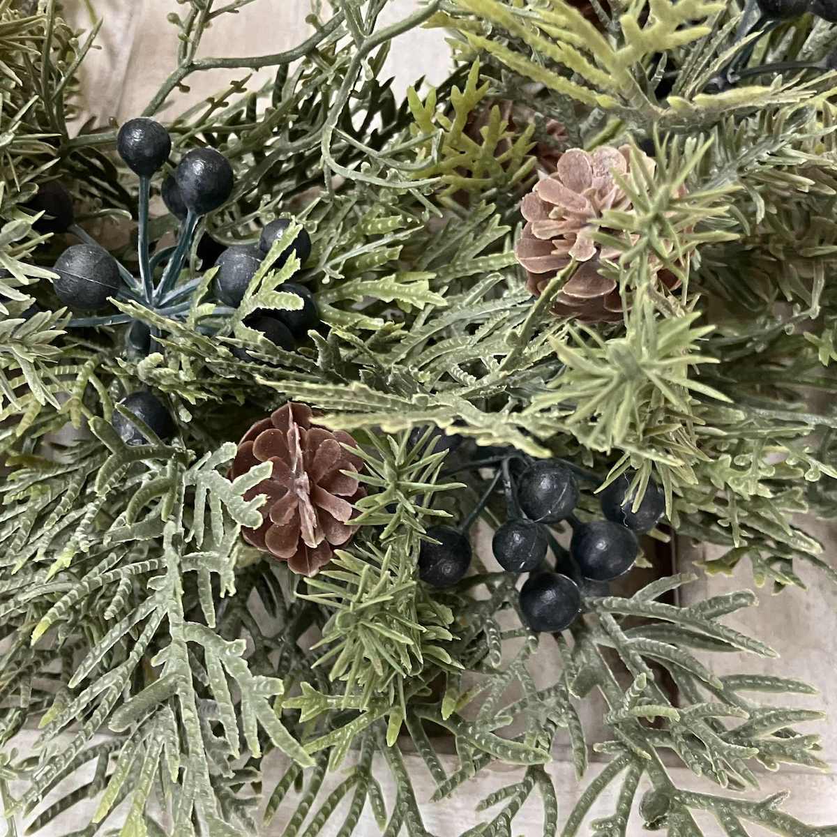 Siberian Cypress and Berries Faux Greenery Close Up