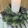 Icy Aspen Pine Candle Ring Icy Aspen Pine Candle Ring Faux Winter Greenery