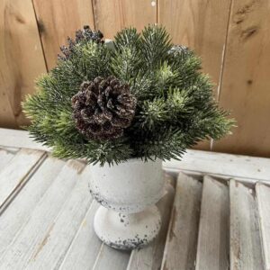 Icy Aspen Pine Half Sphere Faux Winter Greenery
