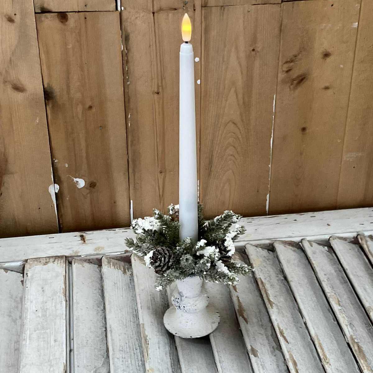 Snowy Mini Cone Winter Greens Minl Candle Ring