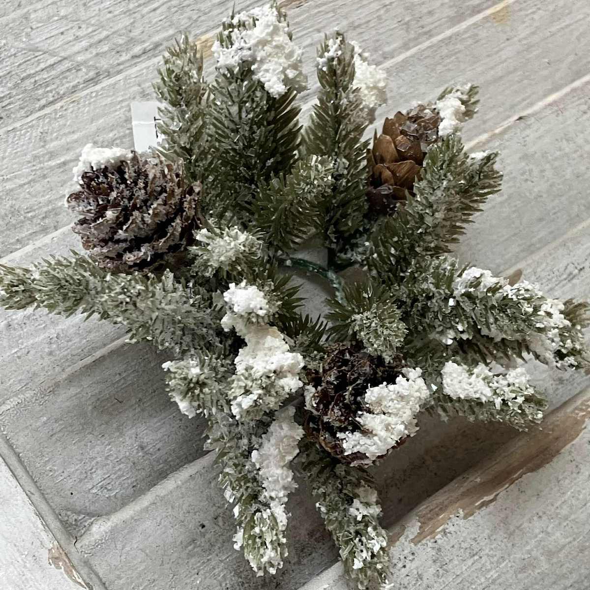 Snowy Mini Cone Winter Greens Minl Candle Ring