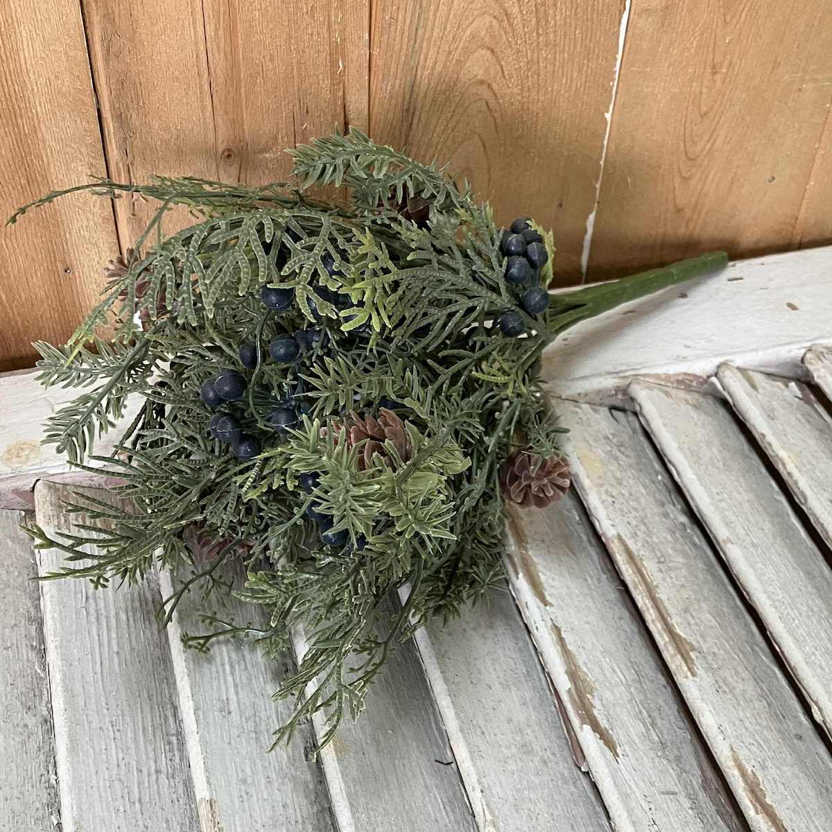 Siberian Cypress and Berries Faux Greenery Bush