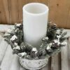 Snowy Mini Cone Winter Greens Medium Wreath and Candle Ring