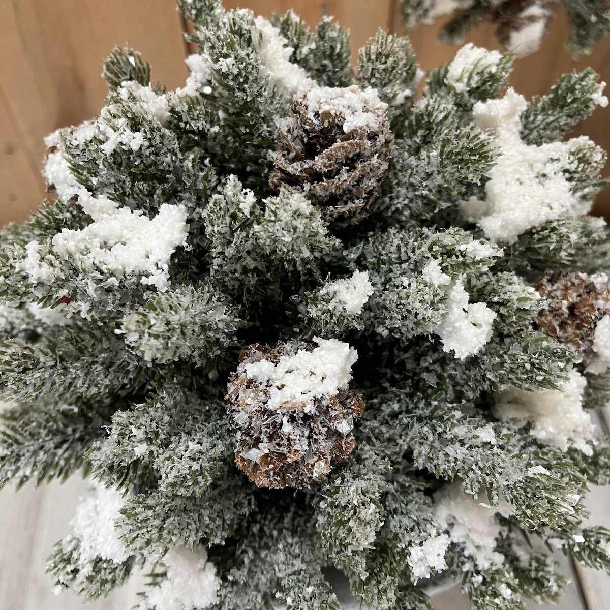 Snowy Mini Cone Faux Winter Greens Half Sphere