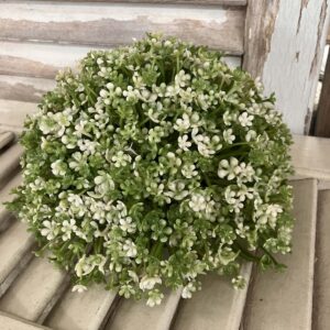 Elfin White Blooms and Greenery Half Sphere