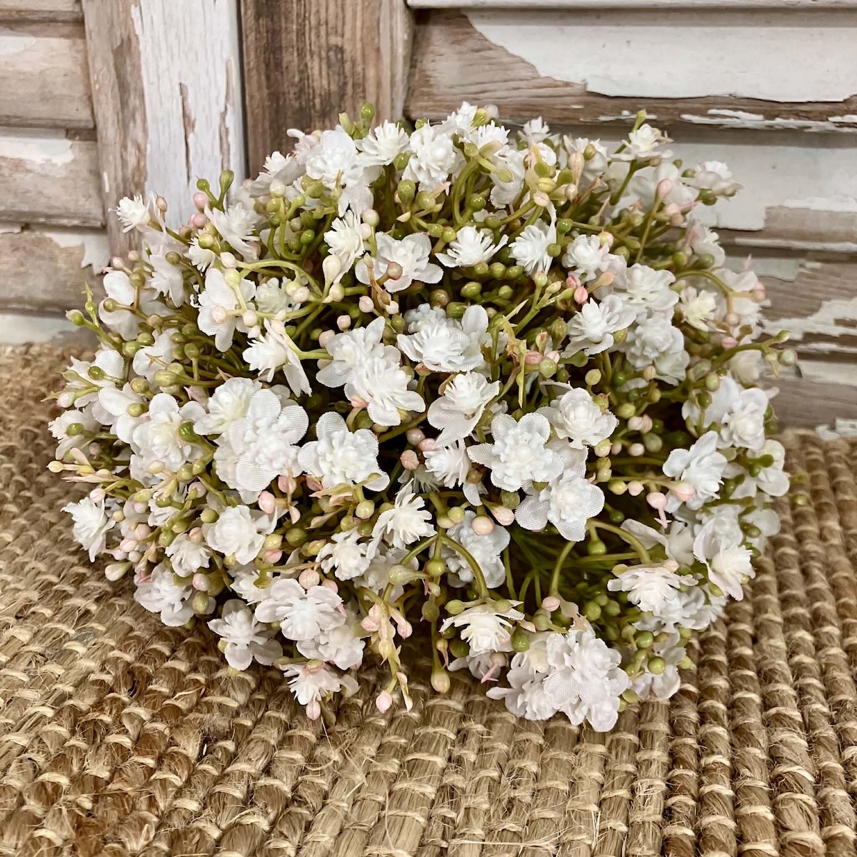 Stardust White Flowers and Greenery Half Sphere