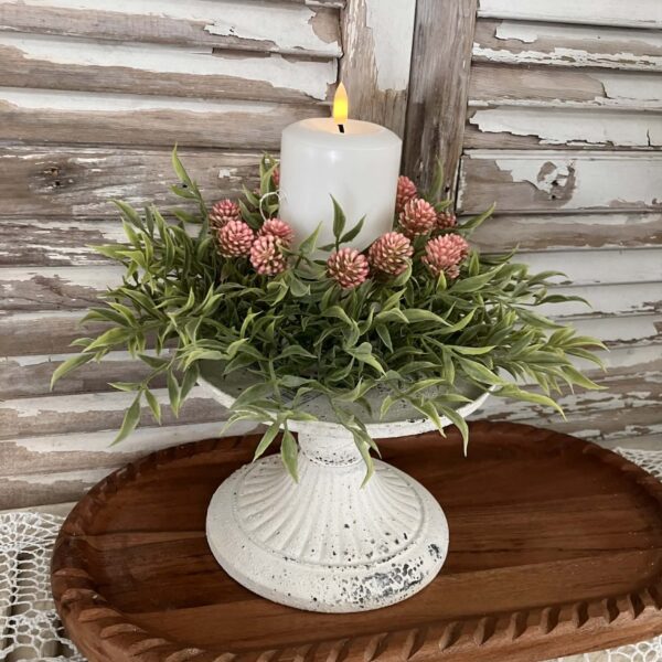 Sweet Clover Buds – Pink Medium Faux Floral Candle Ring (12”)