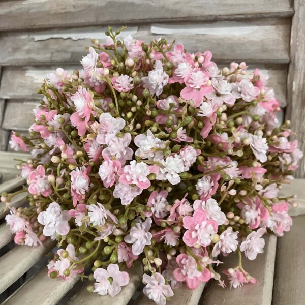 Blossom Mist – Pink Faux Floral Half Sphere (7")