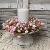 Blossom Mist – Pink Medium Faux Floral Candle Ring and Wreath (8")