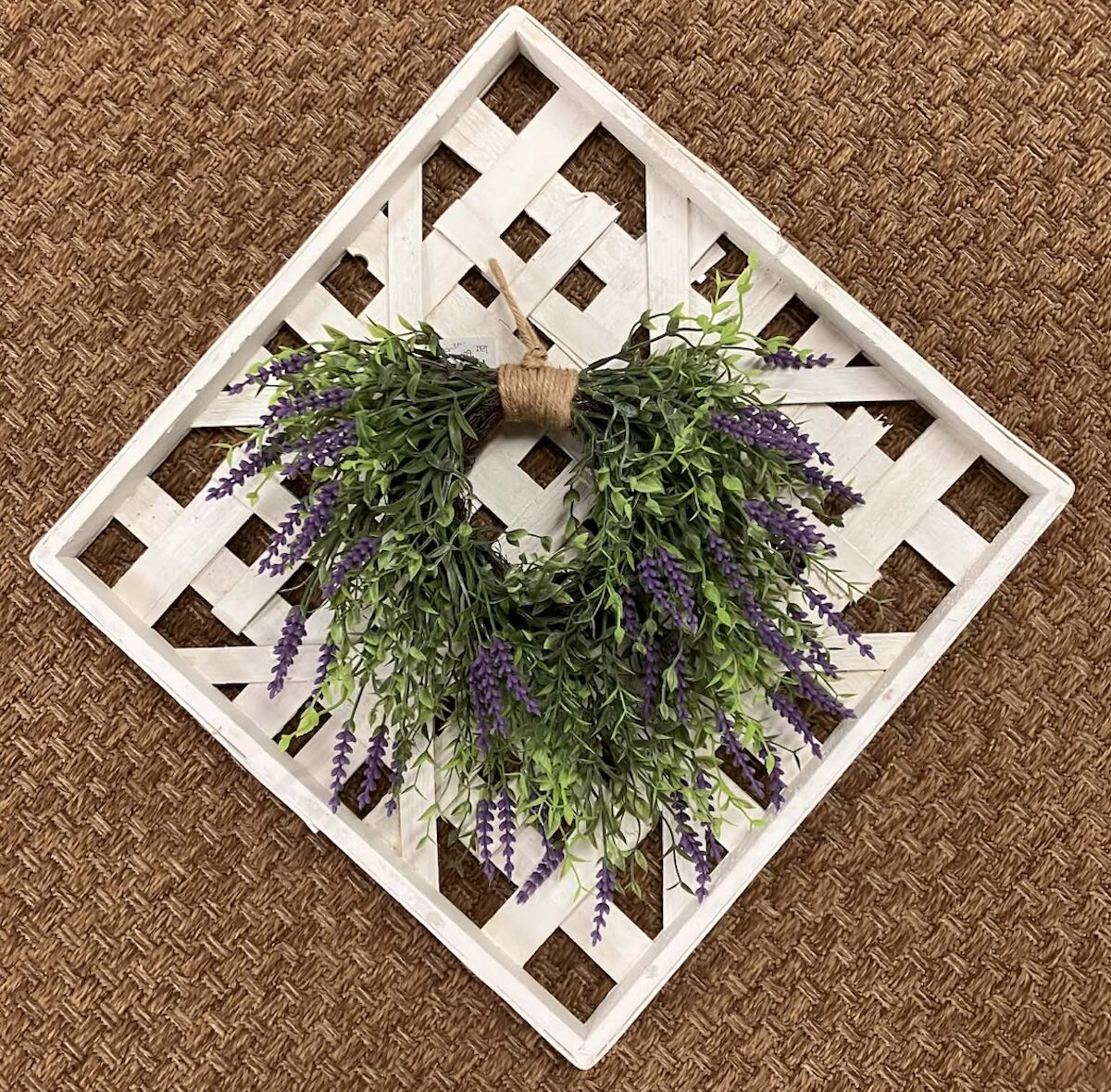 Castleton Lavender Hanging Wreath on Lattice Frame
