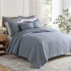 Cross Stitch Solid Chambray Blue Quilt Collection Cross Stitch Solid Chambray Blue Quilt Set includes a quilt and 2 shams