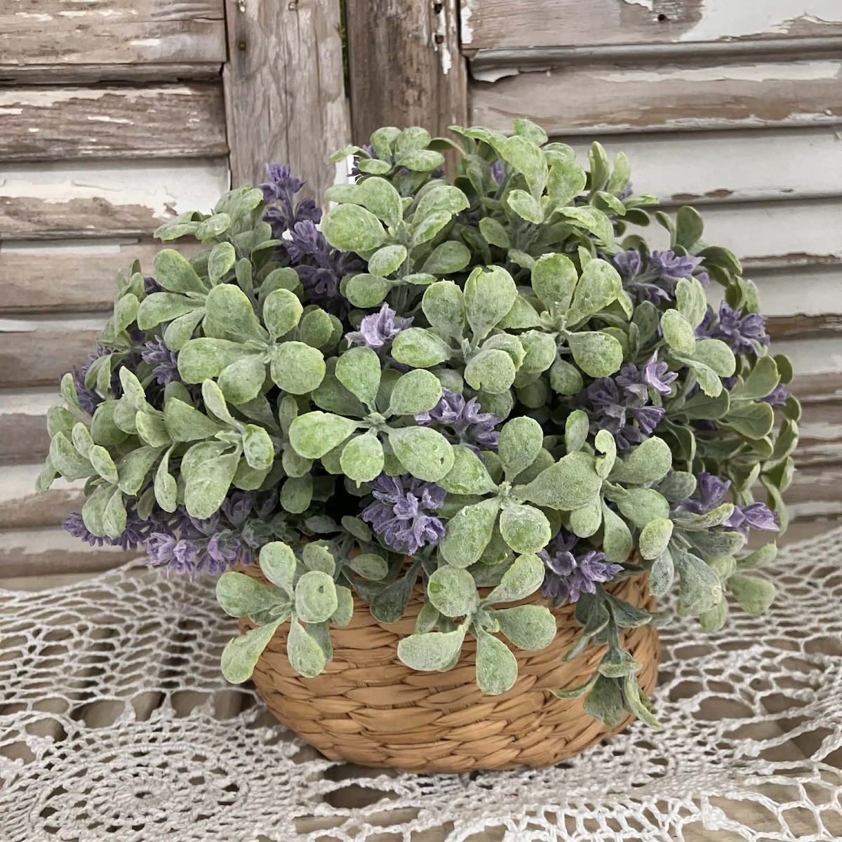 Lavender Sage and Boxwood Greenery Half Sphere