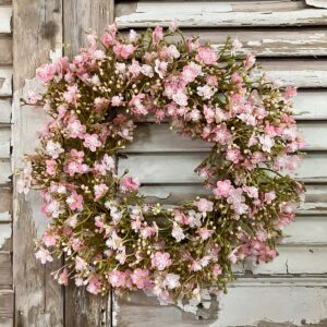 Stardust Pink Flowers and Greenery Medium Candle Ring and Wreath