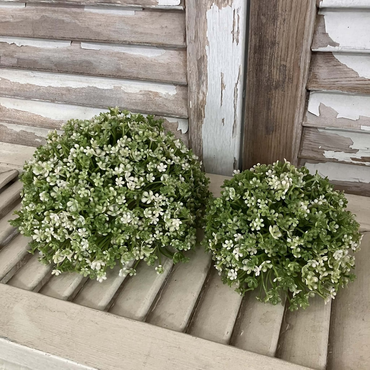 Elfin White Blooms and Greenery Regular and Small Half Spheres