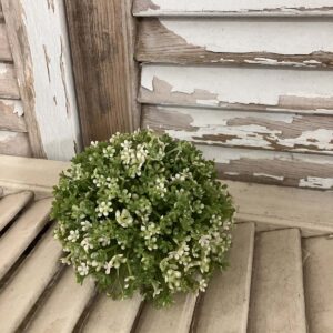 Elfin White Blooms and Greenery Small Half Sphere