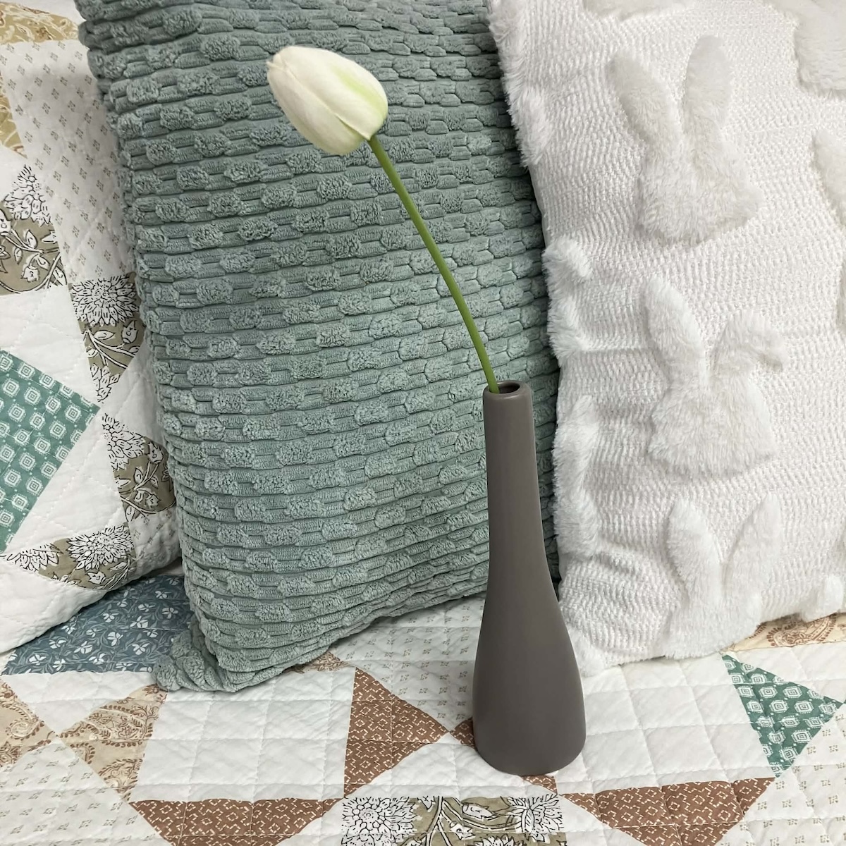 Single Stem White Real Touch Tulip