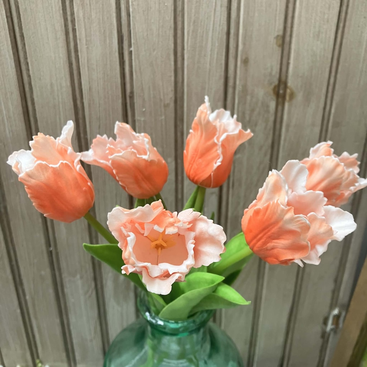 Set of 6 Orange Ruffled Tulips