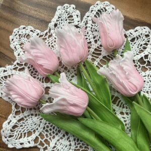 Set of 6 Pale Pink Ruffled Tulips