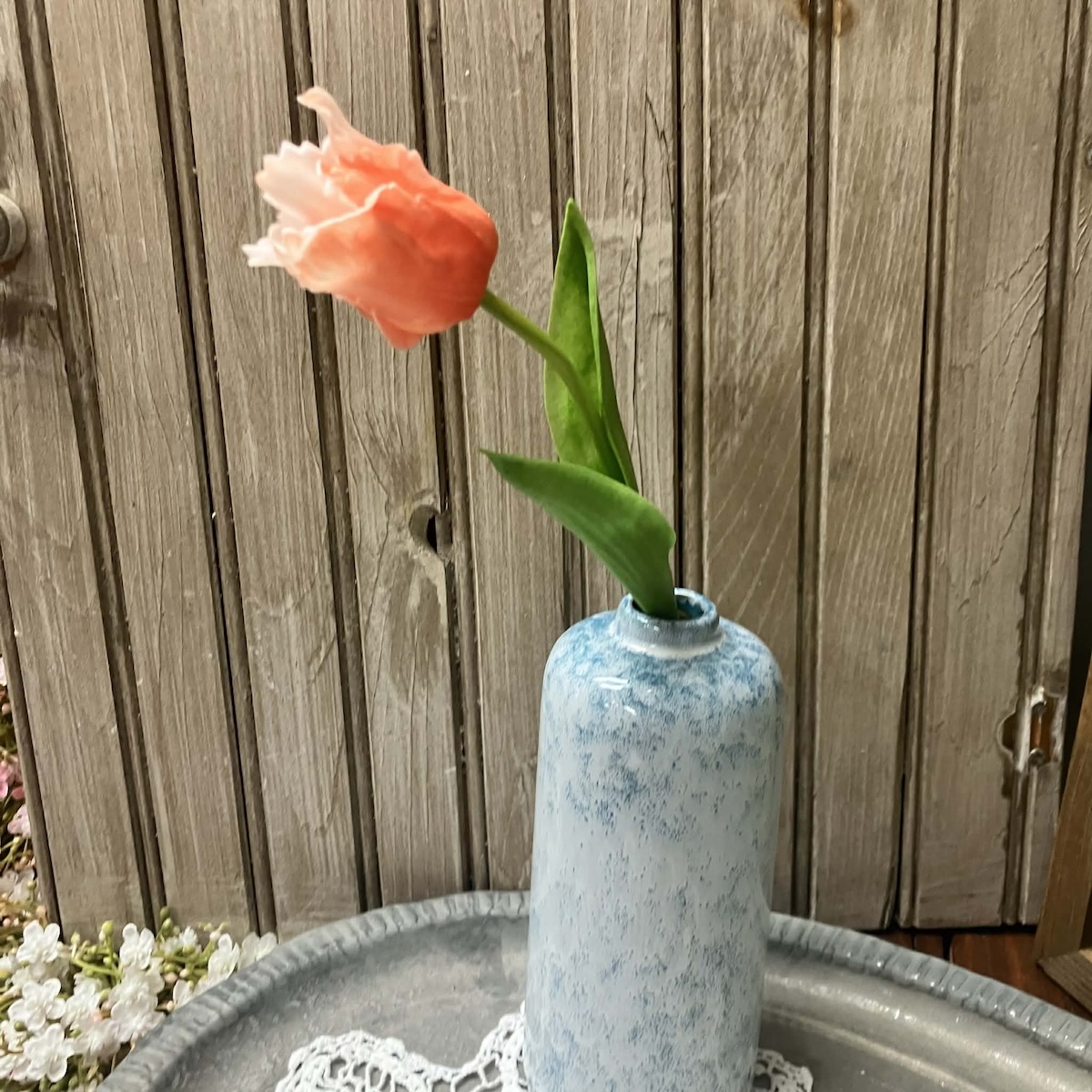 Single Stem Orange Ruffled Tulip