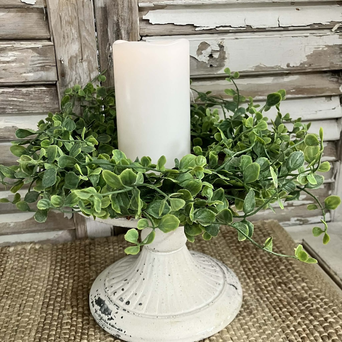 Whispering Vine Faux Greenery Medium Wreath and Candle Ring