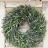 Lavender Faux Wreath and Candle Ring (13")