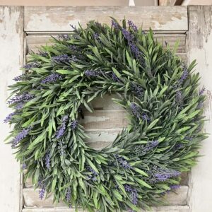 Lavender Faux Wreath and Candle Ring (13")
