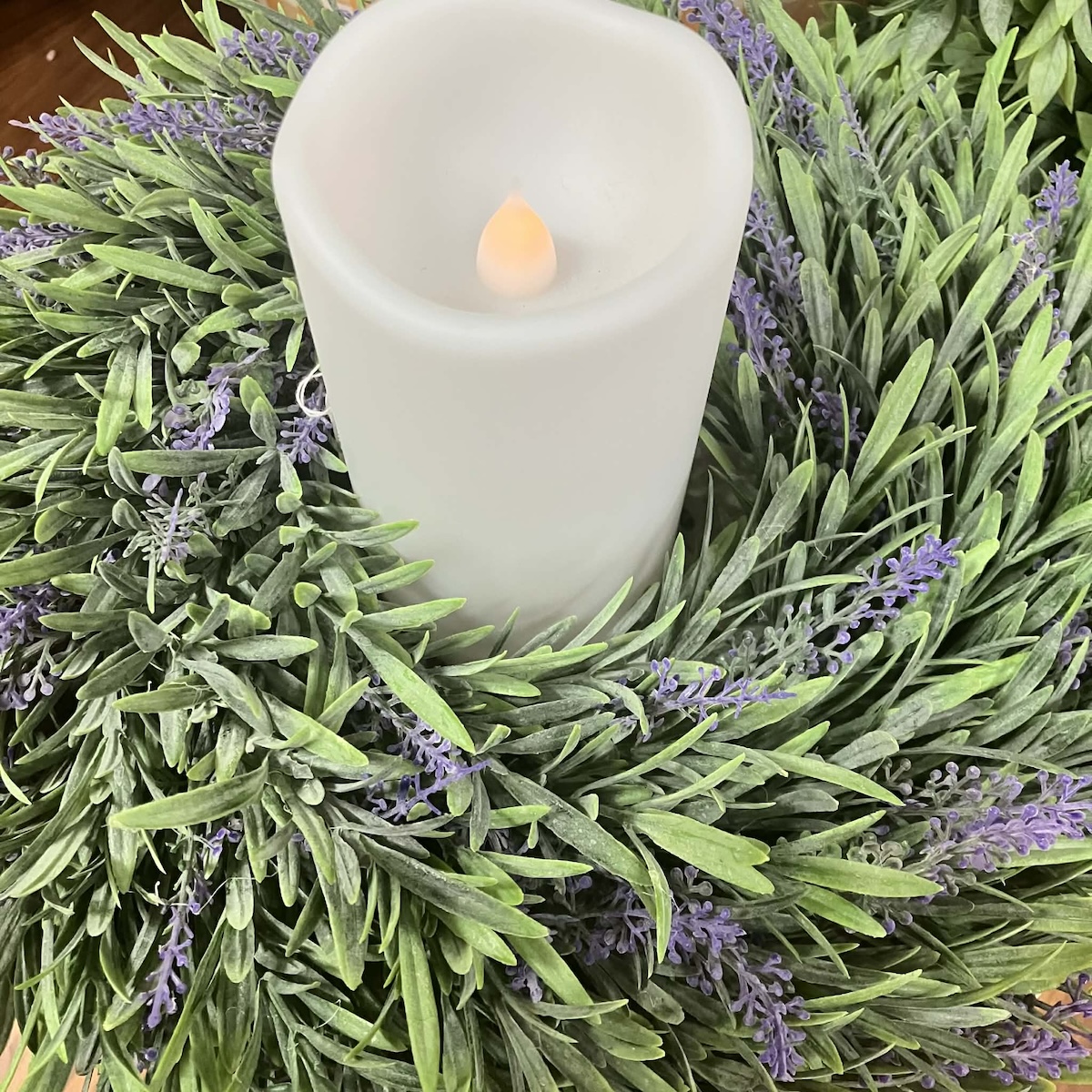 Lavender Faux Wreath and Candle Ring (13")