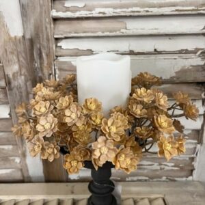 Flaxen Floret Fall Foliage Candle Ring Decor