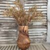 Ambermist Sage Earthtone Faux Fall Foilage Large Bush in Wood Vase