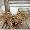 Ambermist Sage Earthtone Faux Fall Foilage Medium Wreath and Candle Ring