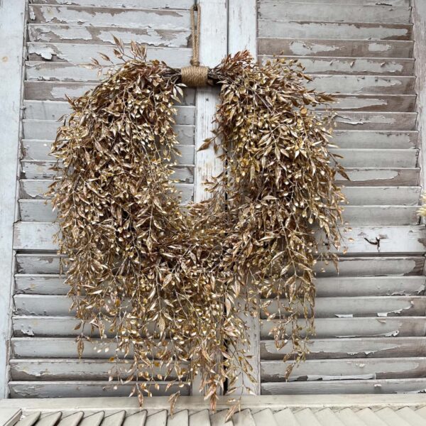 Ambermist Sage Earthtone Large Heart Shaped Wreath