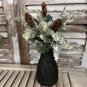 Iced Calgery Bush in Black Vase