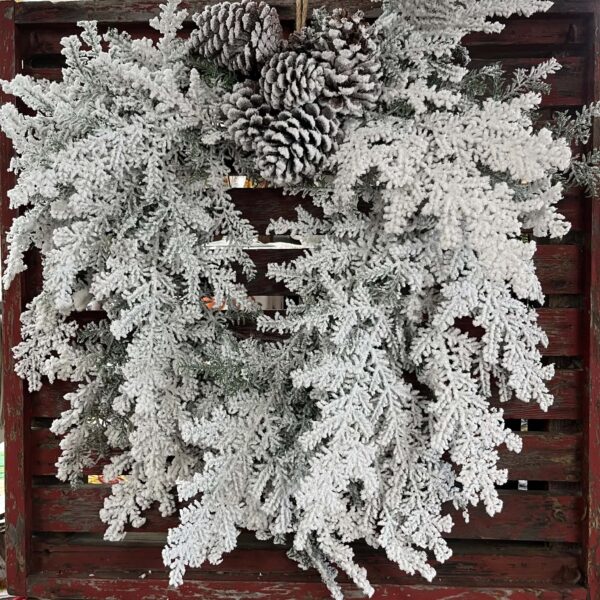 Snowy Hemingway Faux Fir Hanging Wreath