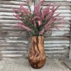 Handcrafted Wood Vase with Pink Lavender Flowers Handcrafted Wood Vase with Pink Lavender Flowers